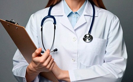 Врач держит планшетку