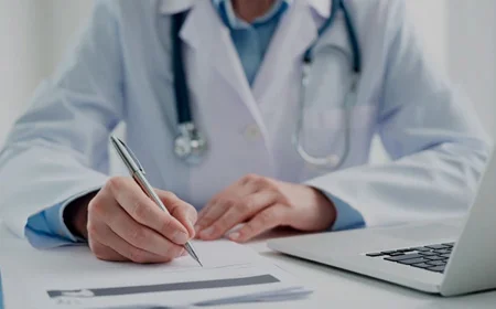 Врач пишет в документах